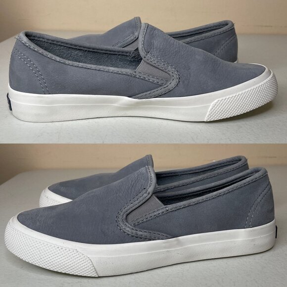 Sperry Gray Suede Slip-On Twin Gore Sneakers SIze 5 - Picture 3 of 16